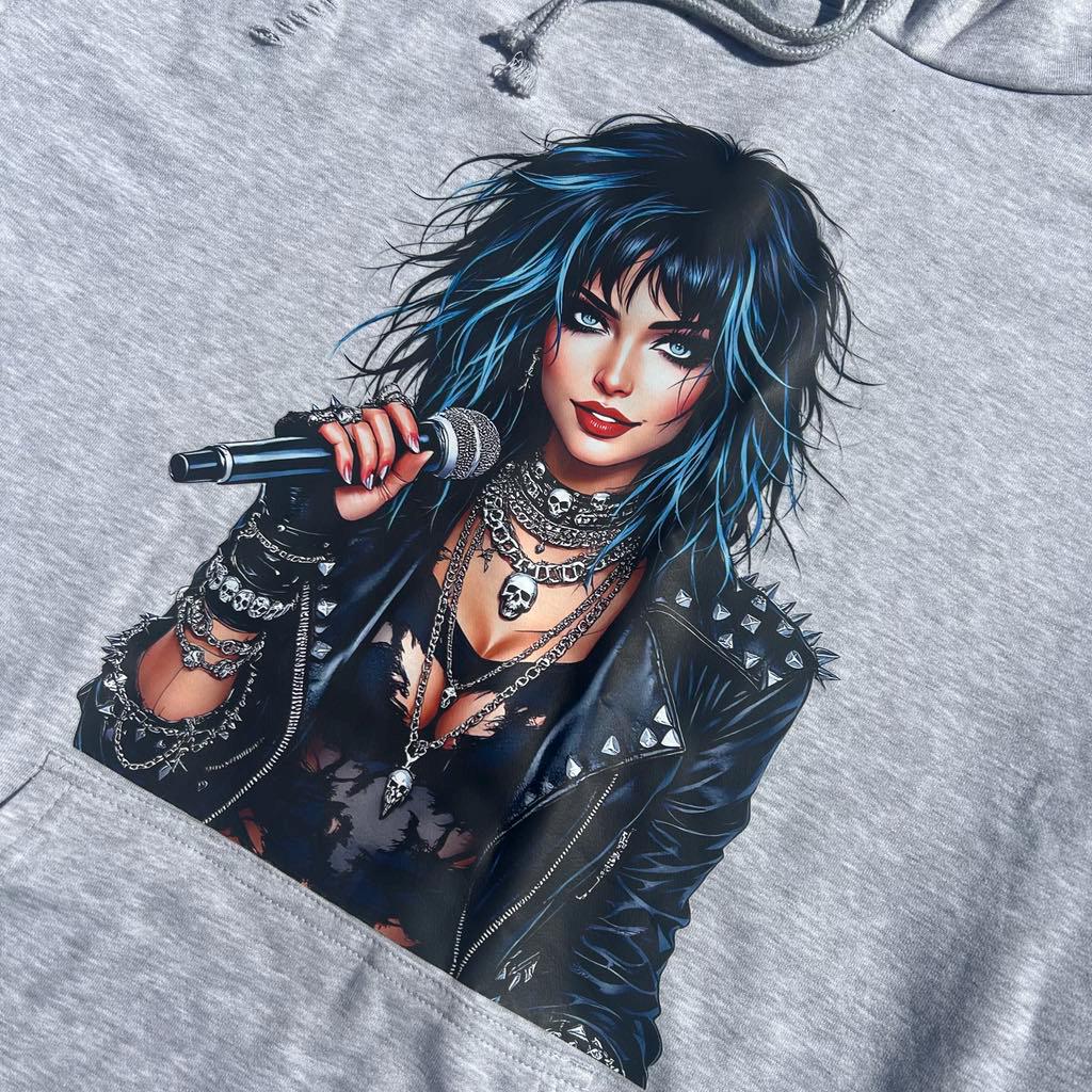 Alternative Goth Hoodie Rose Girl Graphic has a Black Distressed Streetwear Vibe, for Him or Her, Gothic,