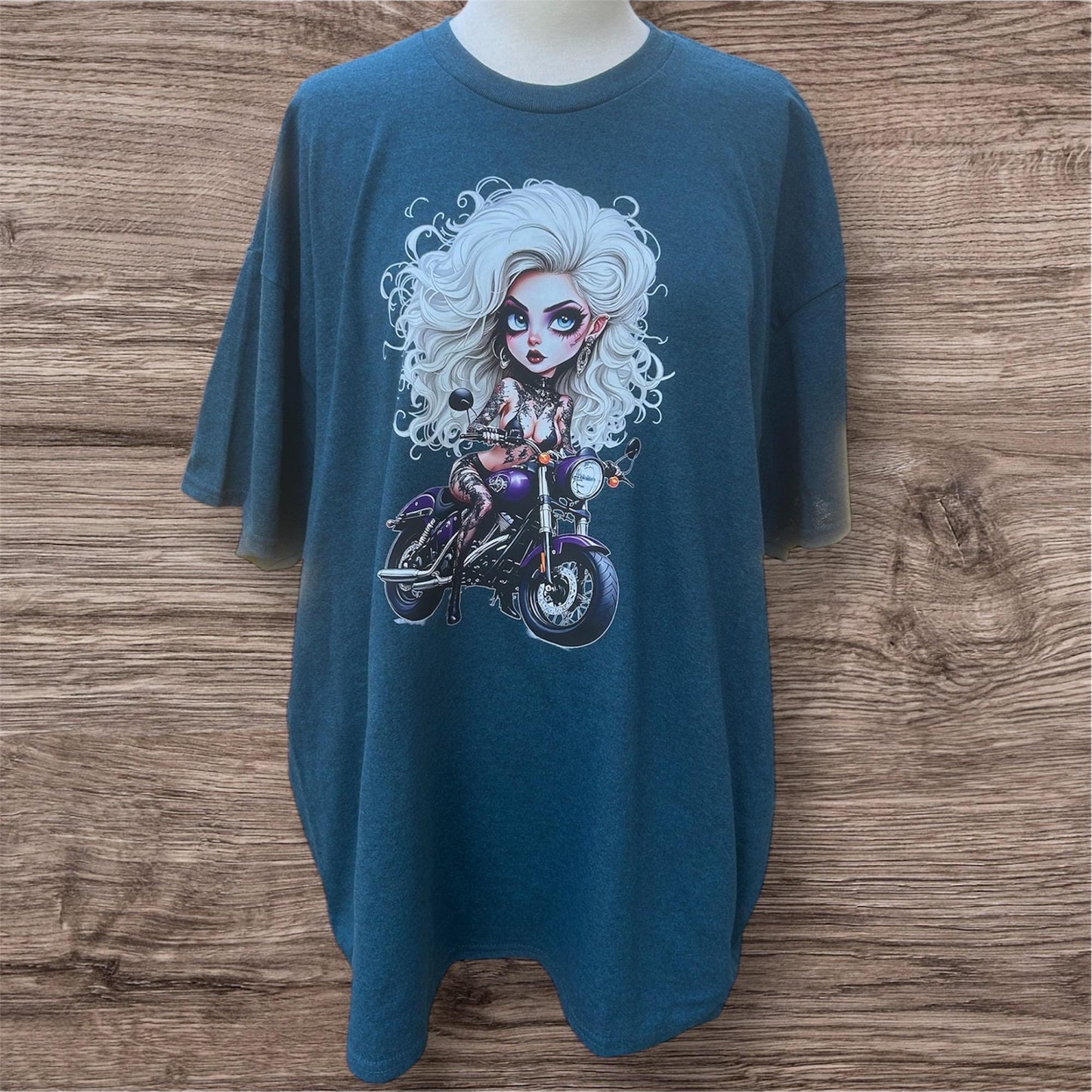 Day of the Dead Rock Chick T-shirt in Cream, Rebel Girl, Gifts for Him or Her, Vintage Vibe, Cook, style, attitude, Stylish