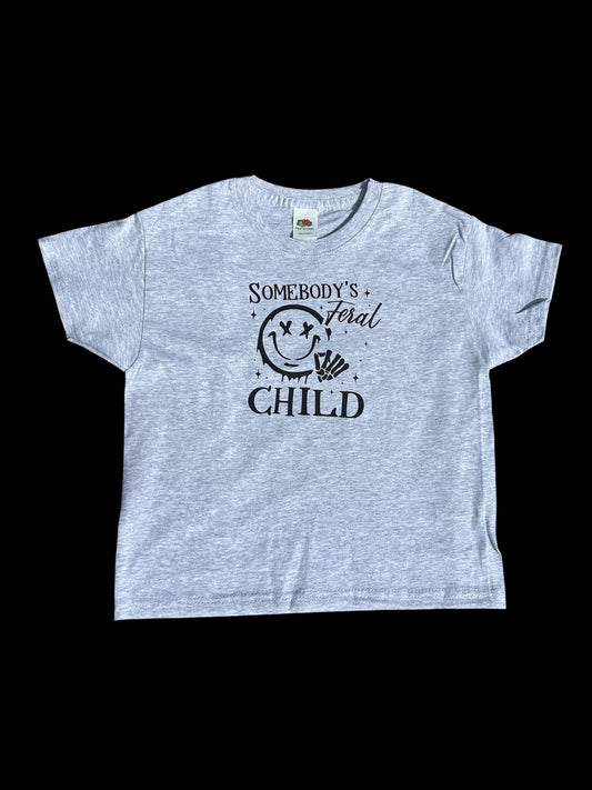 Funny Somebodys Feral Child T-shirt, Grey, Gifts for him, Birthday Boy