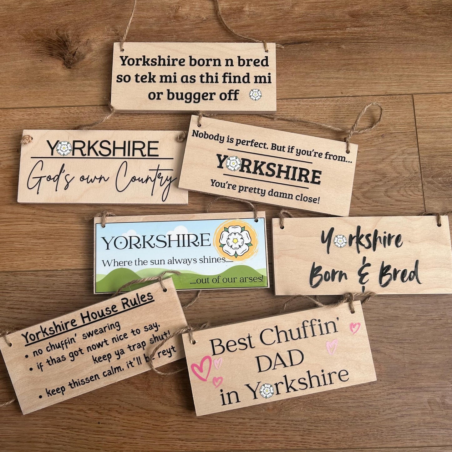 Best Chuffin' Dad in Yorkshire - hanging sign, mum, uncle, brother, sister, grandad
