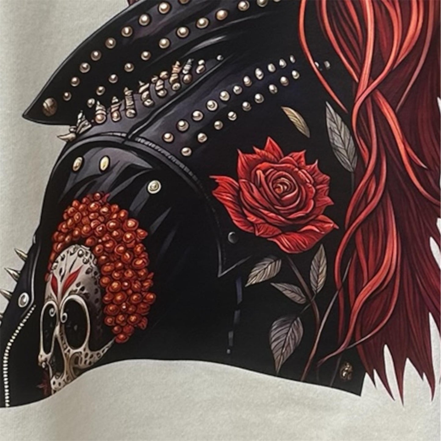 Day of the Dead Rock Chick T-shirt in Cream, Rebel Girl, Gifts for Him or Her, Vintage Vibe, Cook, style, attitude, Stylish