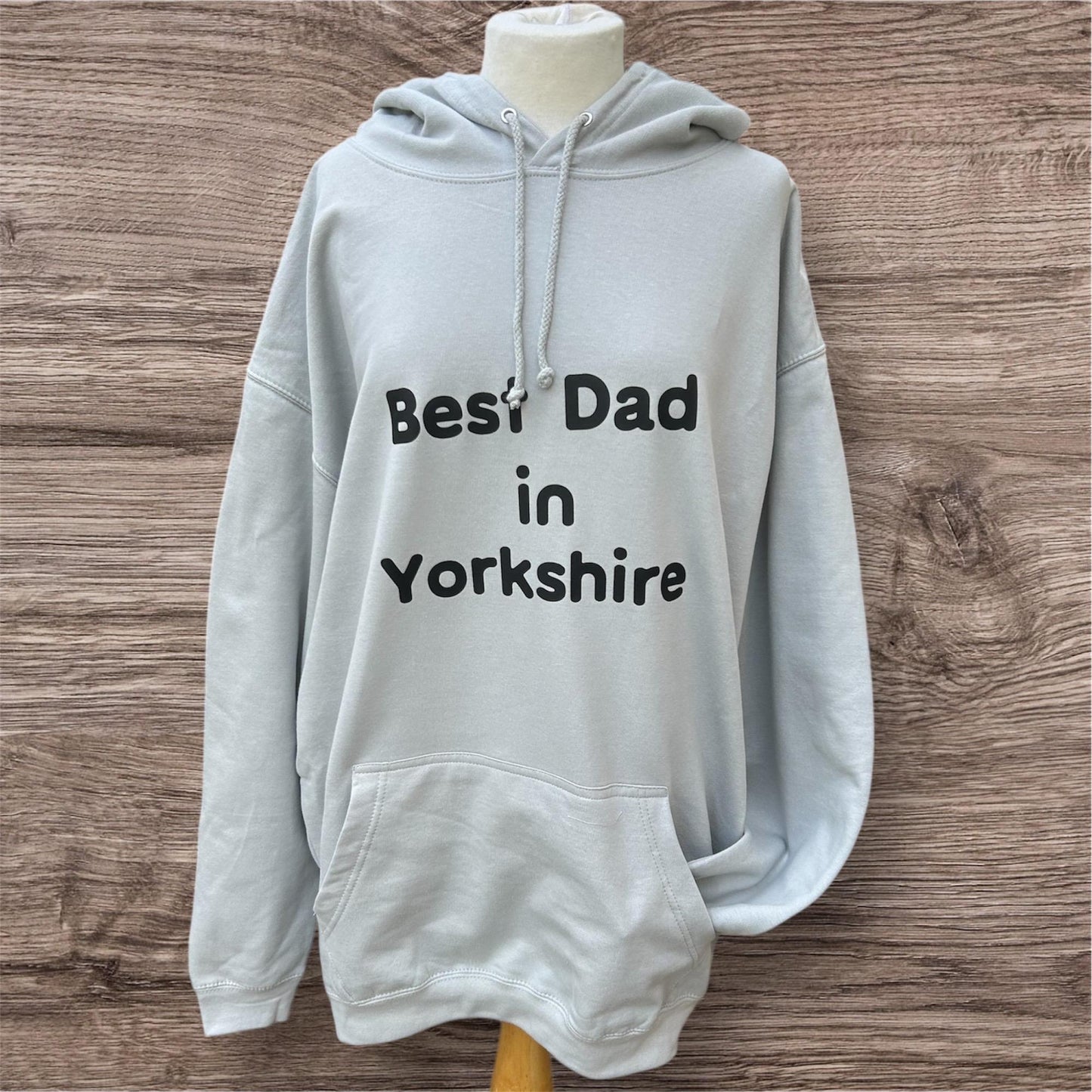 Gray hoodie with 'Best Dad in Yorkshire'  
Yorkshire gift