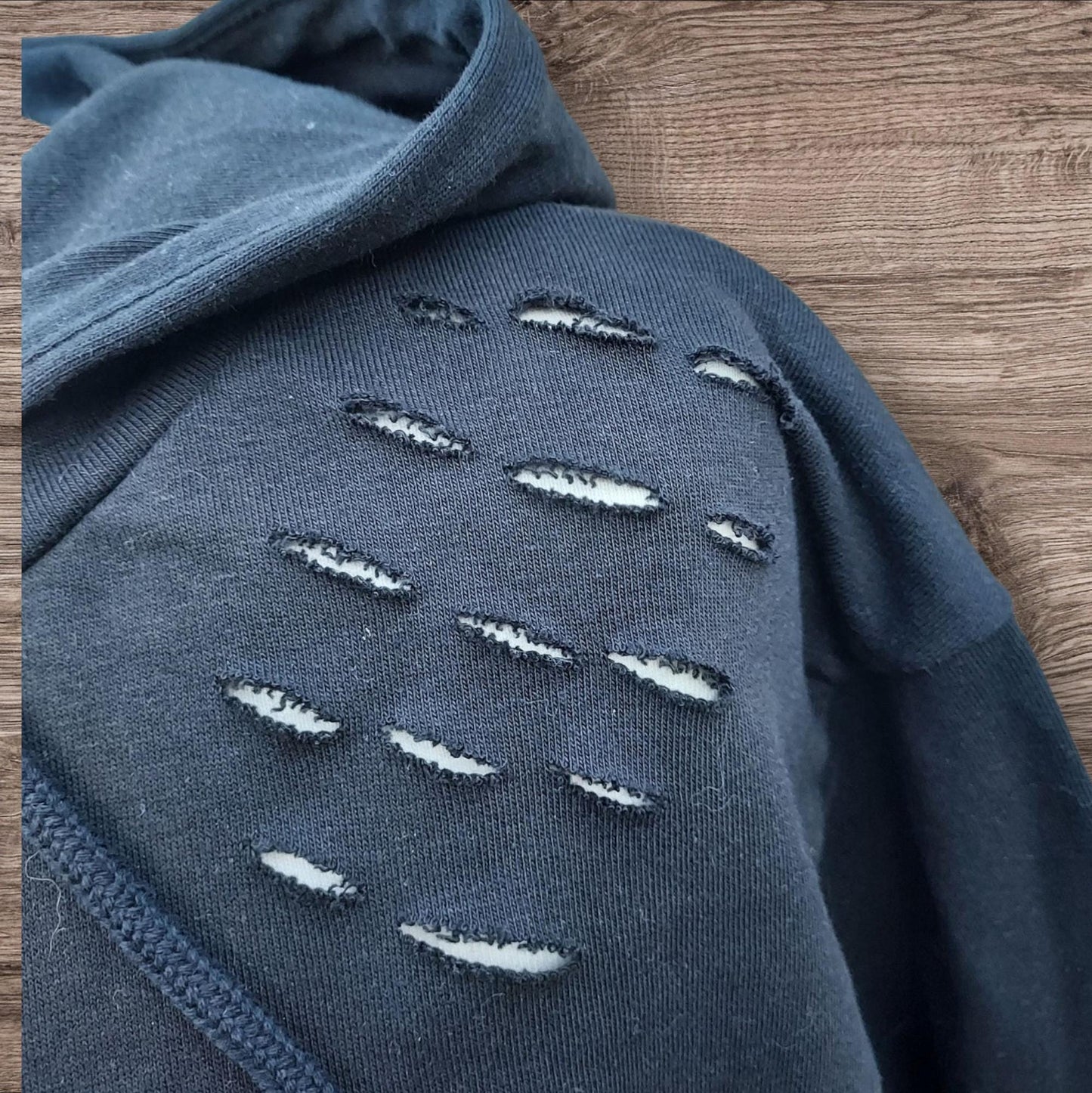 Rebel Girl with Red Hair Hoodie - Rock Chick, Black Distressed Clothing - Motorcycle Unisex Streetwear for Him or Her